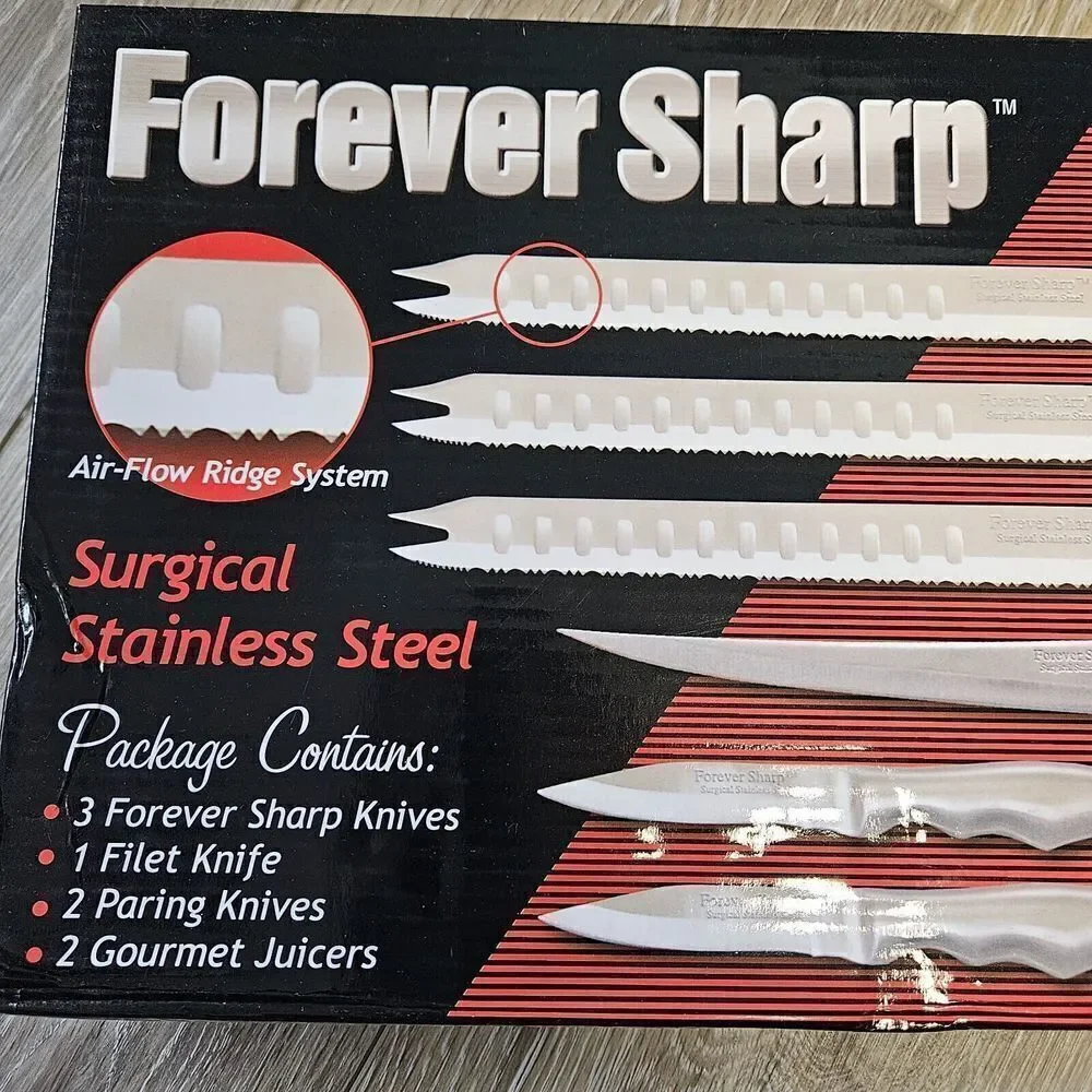 Forever Sharp Platinum Series 8 Piece Knife Set Surgical Stainless Steel Blades